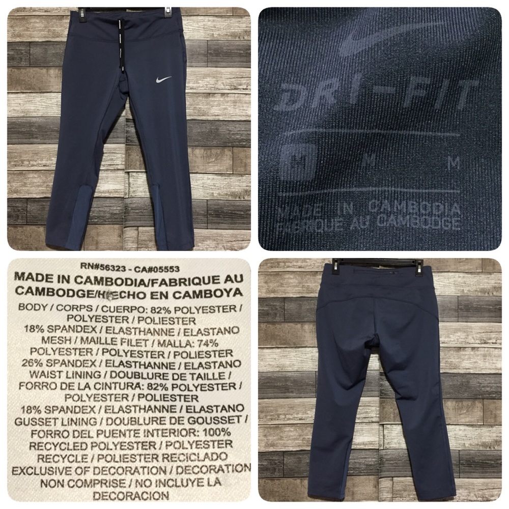 Nike running Dri fit Capri crop leggings women’s size M (inseam 21.5) blue gray